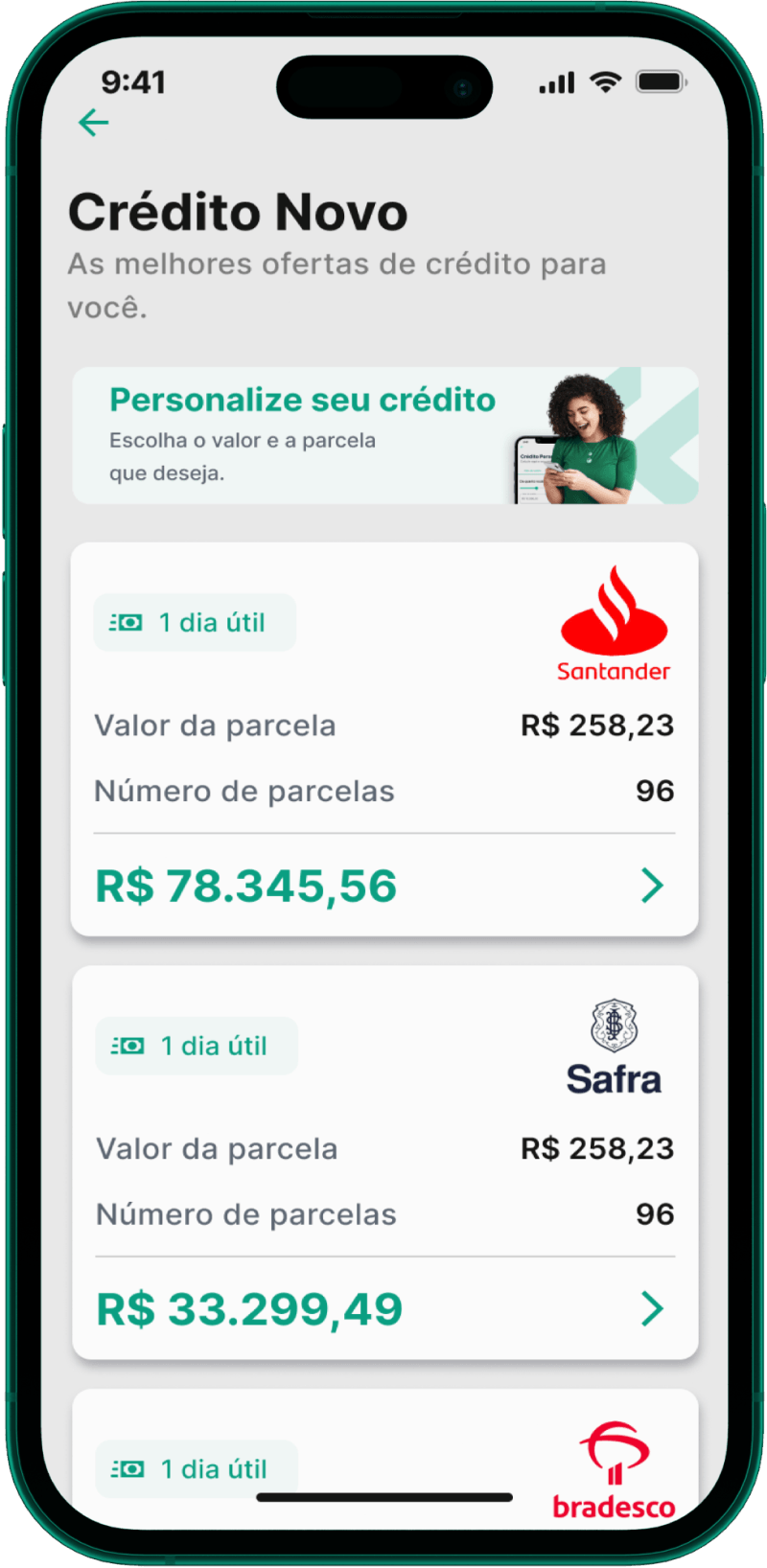 Tela de Empréstimo Consignado do app Konsi Tela de Empréstimo Consignado do app Konsi