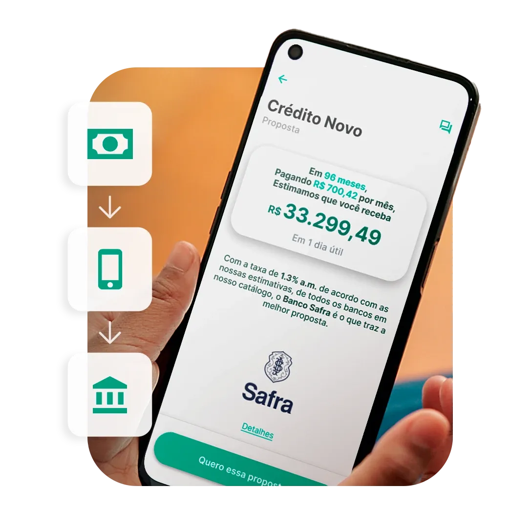 Tela de proposta de crédito no app Konsi para negativado com aprovação rápida
